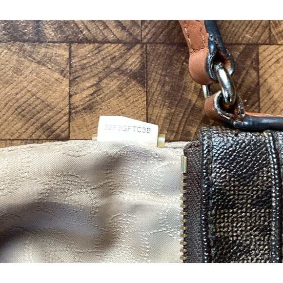 Michael Kors Fulton Messenger Crossbody Purse - Brown and Gold Pebble Leather - Picture 9 of 14